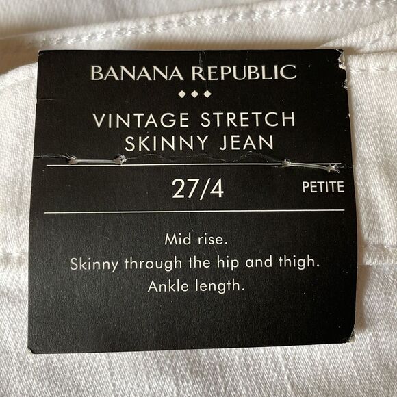BANANA REPUBLIC Mid-Rise Skinny Jean, White, Size 27/4 Petite - Picture 9 of 11